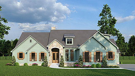 Contemporary Country Craftsman Farmhouse New American Style Elevation of Plan 100441