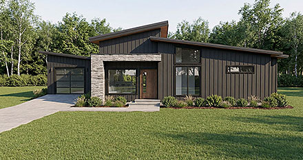 Contemporary Modern Elevation of Plan 100442