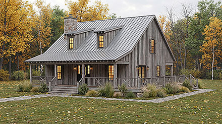 Cabin Cottage Elevation of Plan 100445