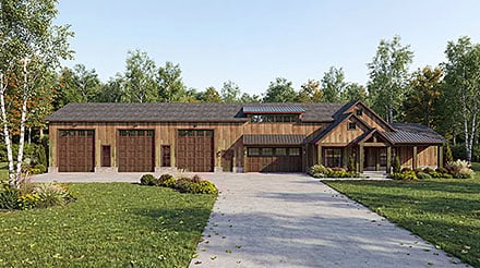 Barndominium Contemporary Craftsman Farmhouse Elevation of Plan 100447