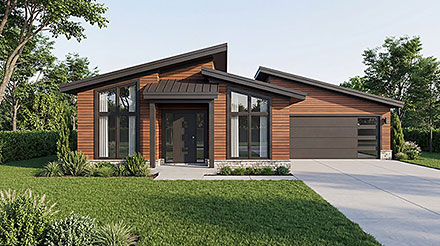 Contemporary Modern Ranch Elevation of Plan 100448