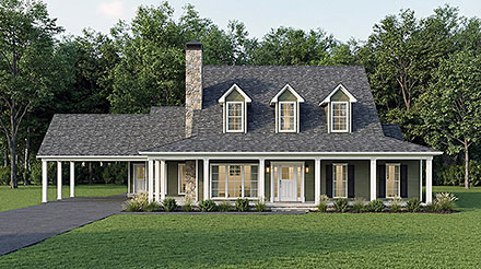 Contemporary Country Farmhouse Elevation of Plan 100454