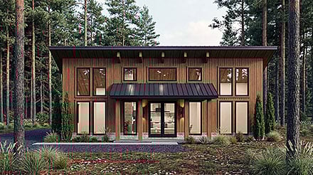 Cabin Coastal Country Modern Elevation of Plan 100455
