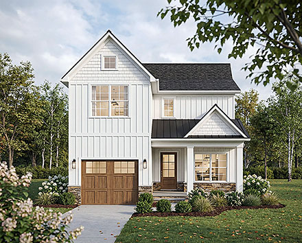 Contemporary Country Farmhouse Elevation of Plan 100466