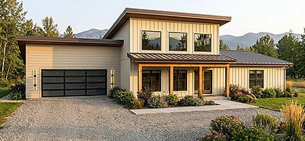 Barndominium Contemporary Farmhouse Elevation of Plan 100468