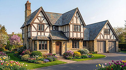 Bungalow Cottage European Tudor Elevation of Plan 100473