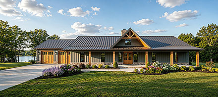 Barndominium Coastal Country Craftsman Farmhouse Elevation of Plan 100484