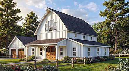 Barndominium Contemporary Country Farmhouse Elevation of Plan 100493