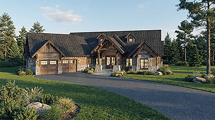 Cabin Craftsman Elevation of Plan 100495