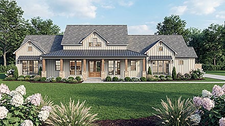 Contemporary Country Farmhouse Elevation of Plan 100497