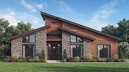 Contemporary Modern Elevation of Plan 100498