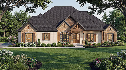 Country Craftsman European French Country Traditional Elevation of Plan 100499