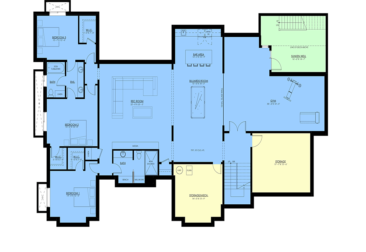 Country Farmhouse Ranch Lower Level of Plan 100511