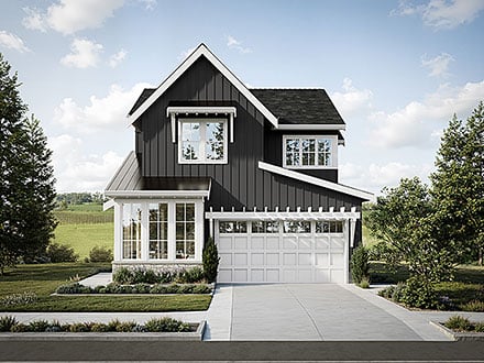 Contemporary Farmhouse New American Style Elevation of Plan 100516