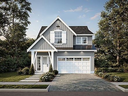 Contemporary Country Farmhouse New American Style Elevation of Plan 100519