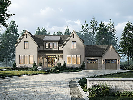 Country European Farmhouse Elevation of Plan 100520