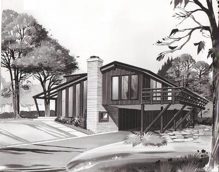 Contemporary Retro Elevation of Plan 10058