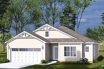 Cottage Country Craftsman Ranch Traditional Elevation of Plan 100606