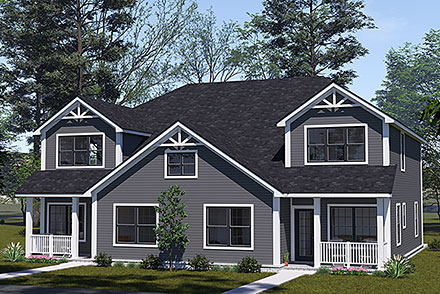 Craftsman Traditional Elevation of Plan 100636
