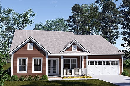 Cottage Craftsman Ranch Traditional Elevation of Plan 100656