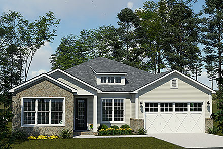 Cottage Craftsman Elevation of Plan 100676