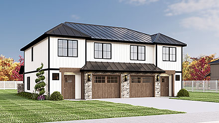 Contemporary Craftsman Modern Elevation of Plan 100707