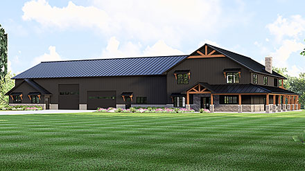 Barndominium Craftsman Farmhouse Elevation of Plan 100732