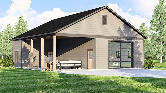 Garage-Living Plan 100734