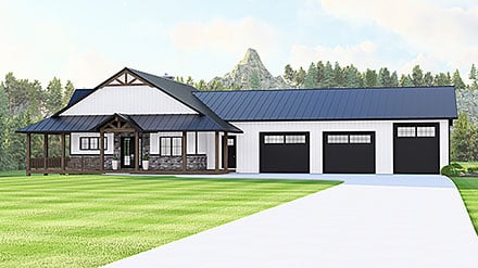 Barndominium Country Craftsman Elevation of Plan 100735