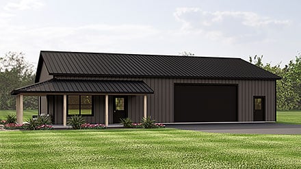 Barndominium Country Craftsman Ranch Elevation of Plan 100740
