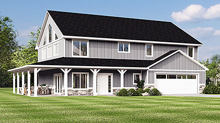 Contemporary Country Craftsman Farmhouse Elevation of Plan 100742