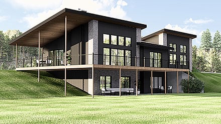 Coastal Contemporary Modern Elevation of Plan 100748