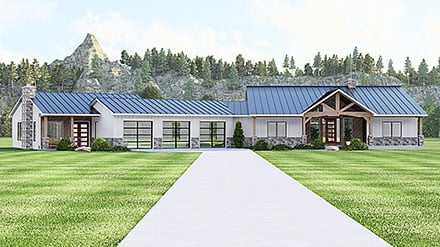 Contemporary Craftsman Modern Ranch Elevation of Plan 100749
