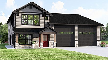 Country Craftsman Elevation of Plan 100753