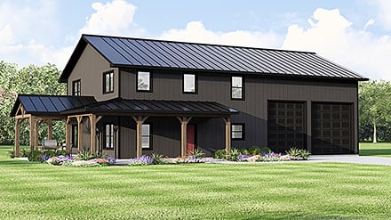 Barndominium Country Farmhouse Elevation of Plan 100754