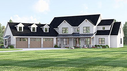 Contemporary Farmhouse New American Style Traditional Elevation of Plan 100755