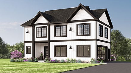Colonial Contemporary Farmhouse Elevation of Plan 100760