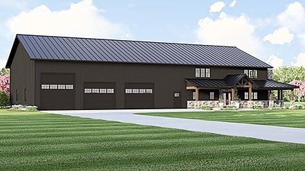 Barndominium Country Farmhouse Elevation of Plan 100764
