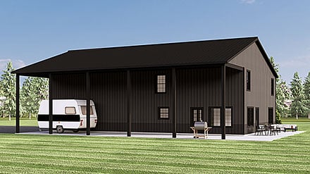 Barndominium Country Farmhouse Elevation of Plan 100768