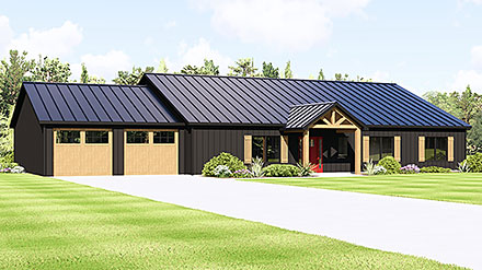 Contemporary Country Craftsman Farmhouse Ranch Elevation of Plan 100769