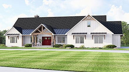 Farmhouse New American Style Elevation of Plan 100770