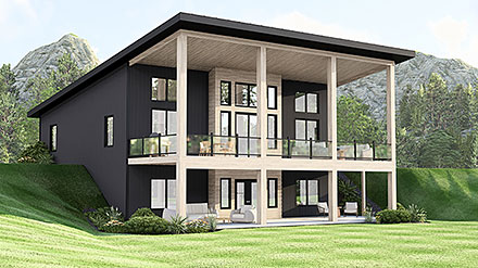 Coastal Contemporary Modern Elevation of Plan 100772