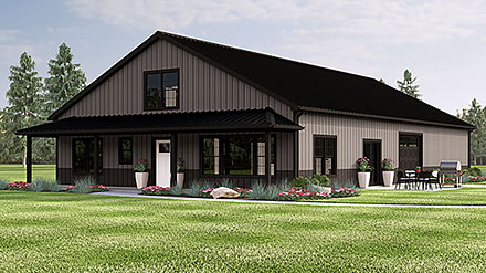 Barndominium Country Farmhouse Elevation of Plan 100774