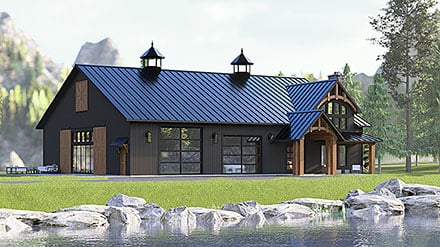Barndominium Country Craftsman Elevation of Plan 100777