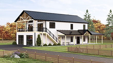 Barndominium Contemporary Country Craftsman Farmhouse New American Style Elevation of Plan 100779