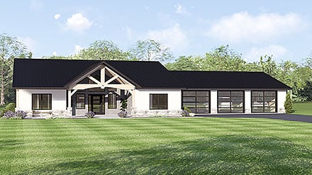 Contemporary Modern New American Style Ranch Elevation of Plan 100784