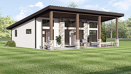 Contemporary Craftsman Modern New American Elevation of Plan 100787