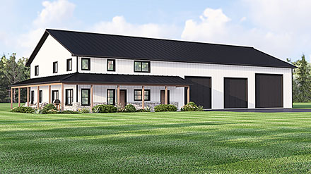 Barndominium Country Farmhouse Elevation of Plan 100788