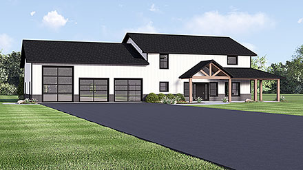 Barndominium Country Craftsman New American Elevation of Plan 100789