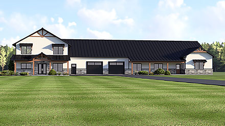 Barndominium Country Craftsman Farmhouse New American Elevation of Plan 100795